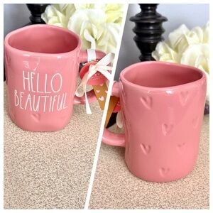 NWT Rae Dunn HELLO BEAUTIFUL Engraved Hearts Ceramic Mug